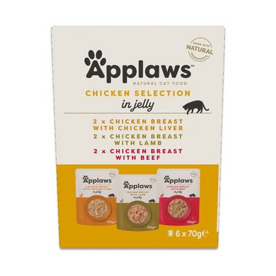 Applaws Adult Mixed Pack Cat Pouches in Jelly Saver Pack 48 x 70g