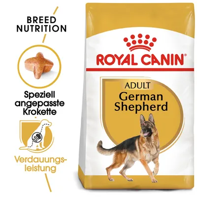 Royal Canin Adult German Shepherd pasja hrana. Posebej prilagojena briketka za prebavo. Breed Nutrition.
