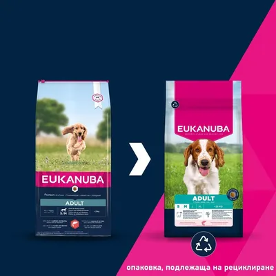 Eukanuba Premium Nutrition Adult Small & Medium Breed със сьомга - 12 кг