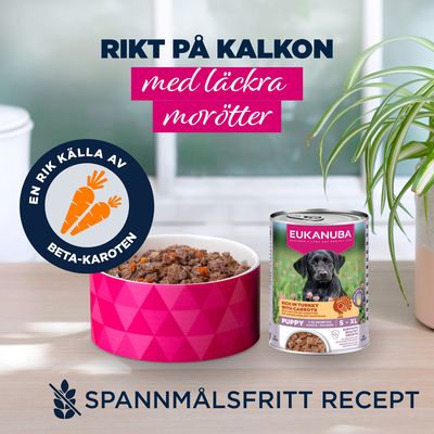 Eukanuba Puppy Rich i kalkon med morötter
