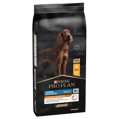 Purina Pro Plan Large Athletic Adult 2+, Everyday Nutrition, 14 kg, high protein content, chicken as main ingredient, supports joint health.