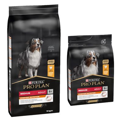 14 + 3 kg gratis! 14kg Purina Pro Plan hrană uscată pentru câini Adult Everyday Nutrition 14 kg + 3 kg