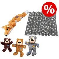 Sparset! KONG WildKnots Bears + KONG Scrunch Knots Fuchs + Fleecedecke Pawty -  Set: WildKnots Bears + Scrunch Knots Fuchs + Fleecedecke Pawty