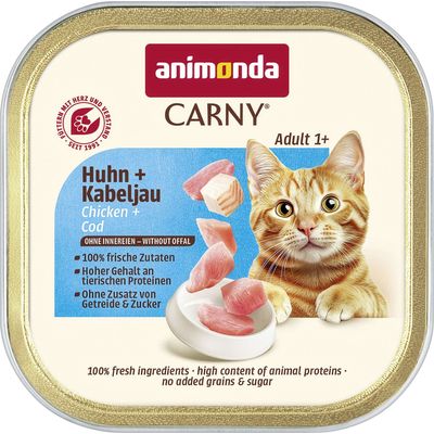 animonda Carny Adult 1+ Kylling + Torsk, uden indmad, 100% friske ingredienser, højt indhold af animalske proteiner, uden tilsat korn & sukker