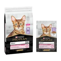 Pack bi-nutrition : PURINA PRO PLAN 10 kg de croquettes + 12 sachets de 85 g - 10 kg Delicate riches en dinde + 12 x 85 g Delicate poisson de l'océan
