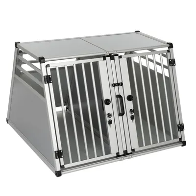 Cage de transport double AluRide pour chien - l 97 x P 92 x H 68 cm (taille XL)