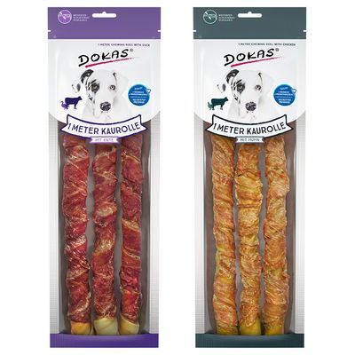 Dokas Hundesnack 1 Meter Kaurolle Mixpaket Huhn & Ente 2 x 315 g
