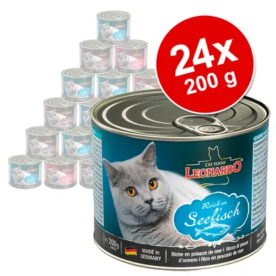 Leonardo hrana za mačke, bogata morskom ribom, 24x 200g konzerve. Proizvedeno u Njemačkoj.
