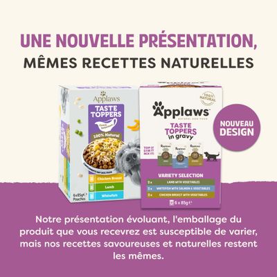 Lot mixte Applaws Taste Toppers 12 x 85 g pour chien