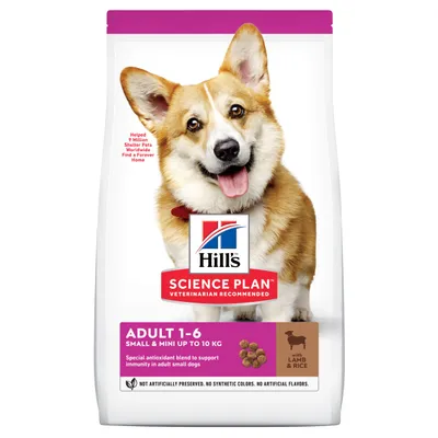 Hill's Science Plan Adult 1-6 Small & Mini up to 10 kg med lam og ris. Special antioxidant blend to support immunity in adult small dogs. Ingen kunstige farver eller smagsstoffer. Hill's Science Plan Adult 1-6 Small & Mini up to 10 kg med lam og ris. Special antioxidant blend to support immunity in adult small dogs. Ingen kunstige farver eller smagsstoffer.