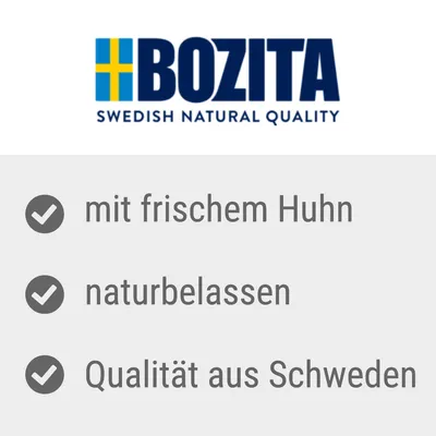 Bozita. Mit frischem Huhn, naturbelassen, Qualität aus Schweden.