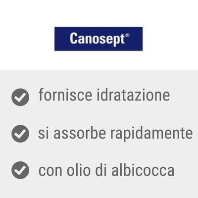 Canosept, fornisce idratazione, si assorbe rapidamente, con olio di albicocca