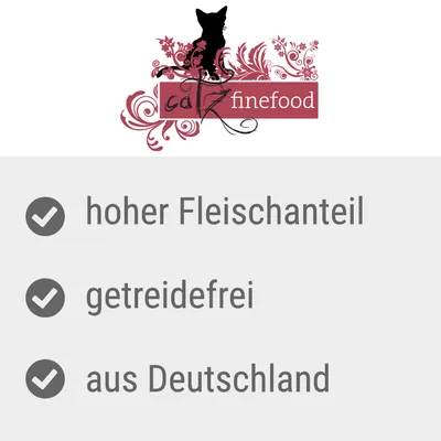 catz finefood; hoher Fleischanteil, getreidefrei, aus Deutschland (tekst na njemačkom jeziku)