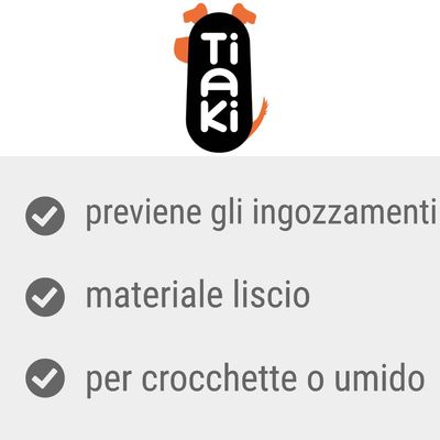 Tiaki. Previene gli ingozzamenti, materiale liscio, per crocchette o umido.