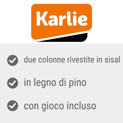 Karlie, due colonne rivestite in sisal, in legno di pino, con gioco incluso