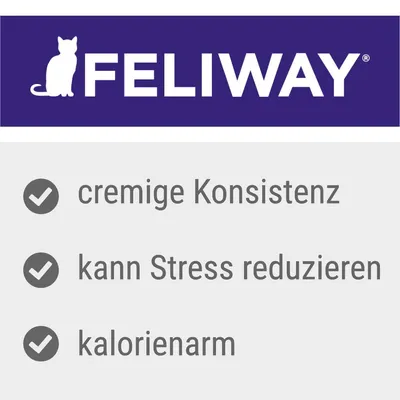 FELIWAY. cremige Konsistenz, kann Stress reduzieren, kalorienarm (text på tyska).