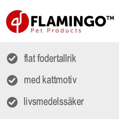 FLAMINGO Pet Products. flat fodertallrik, med kattmotiv, livsmedelssäker.