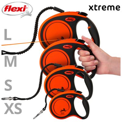 flexi Xtreme hundebånd oransje, 3 m