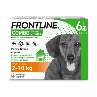 FRONTLINE Combo S, 2 - 10 kg - 6 mois de protection (6 pipettes)