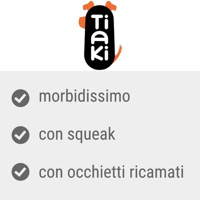 Tiaki, morbidissimo, con squeak, con occhietti ricamati
