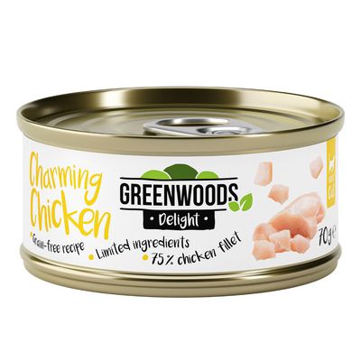 Greenwoods Delight Filetto di Pollo Alimento umido per gatti 6 x 70 g