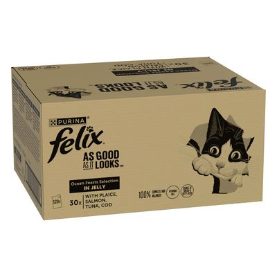 Felix As Good As It Looks Mega Pack 120 x 85g Ocean Feasts Selection in Jelly