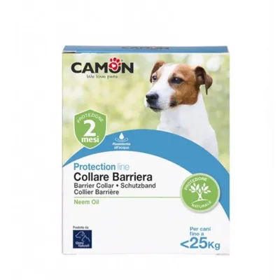 Camon Collare Barriera Protection line, protezione 2 mesi, resistente all’acqua, Neem Oil, per cani fino a 25 kg, protezione naturale. Prodotto da Orme Naturali.