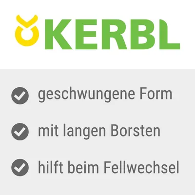 Kerbl. Geschwungene Form, mit langen Borsten, hilft beim Fellwechsel. Kerbl. Geschwungene Form, mit langen Borsten, hilft beim Fellwechsel.