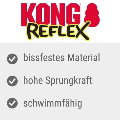 KONG Reflex, bissfestes Material, hohe Sprungkraft, schwimmfähig (texte en allemand)