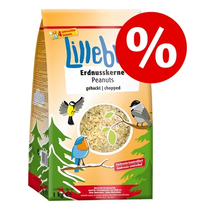 Lillebro Erdnusskerne gehackt, Ambrosia-kontrolliert, 1 kg. Wertvolle Energiequelle für Wildvögel, ideal für Futterhäuser und Balkone. Ohne Haut, ohne Rückstände.