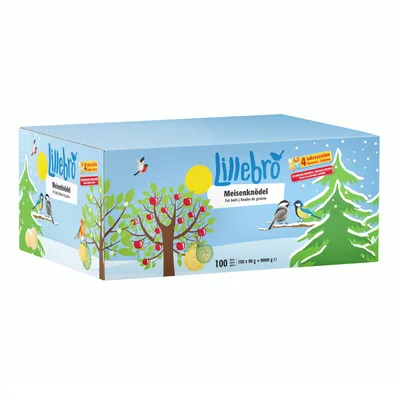 Lillebro Boules de graisse (avec ou sans filet) pour oiseaux sauvages - 200 x 90 g, sans filet