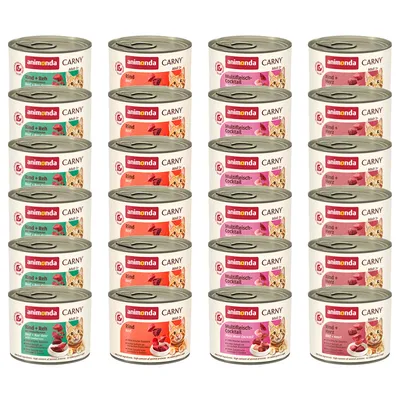 Výhodné balenie animonda Carny Adult 24 x 200 g - mix mäsový výber (4 druhy)