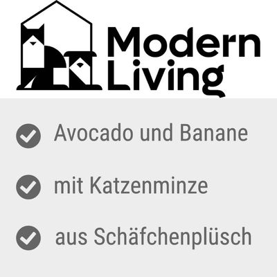 Zwei Plüschspielzeuge in Form einer grünen Avocado und einer gelben Banane, aus weichem Stoff gefertigt.