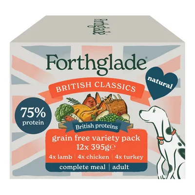 Forthglade Complete Meal Grain-Free Adult Dog - British Classics - Chicken, Lamb & Turkey (12 x 395g)