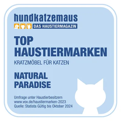 hundkatzemaus The Pet Magazine. Top pet brands: scratching furniture for cats. Natural Paradise. Survey among pet owners, valid until October 2024.