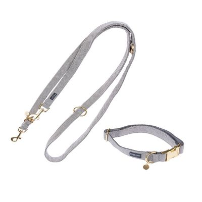 Lot Nomad Tales Calma : collier + laisse, gris pierre pour chien collier taille L + laisse 200 cm