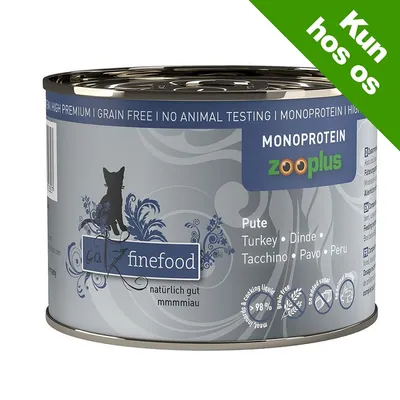 catz finefood naturlig gut mmmmiau, MONOPROTEIN zooplus, Pute Turkey Dinde Tacchino Pavo Peru, Kun hos os, grain free, no animal testing, 98 % kød og bouillon
