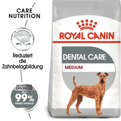 Royal Canin Dental Care Medium. Vähentää plakin muodostumista. Todistetut tulokset: jopa 99 % vähemmän plakkia. Royal Canin Dental Care Medium. Vähentää plakin muodostumista. Todistetut tulokset: jopa 99 % vähemmän plakkia.