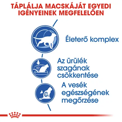 Táplálja macskáját egyedi igényeinek megfelelően: Életerő komplex, az ürülék szagának csökkentése, a vesék egészségének megőrzése