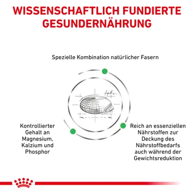 Texte en allemand : Wissenschaftlich fundierte Gesundernaehrung, spezielle Kombination natürlicher Fasern, kontrollierter Gehalt an Magnesium, Kalzium und Phosphor, reich an essenziellen Nährstoffen.