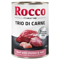 Rocco Classic Trio de viandes 6 x 400 g pour chien - bœuf, poulet & veau