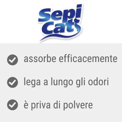 Sepicat assorbe efficacemente, lega a lungo gli odori, è priva di polvere.