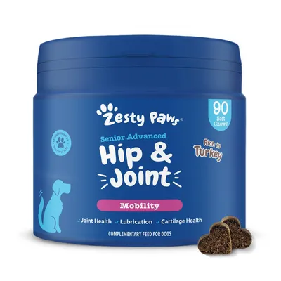 Zesty Paws Senior Advanced Hip & Joint Chews Mobility - Turkey - Saver Pack: 2 x 90 Chews