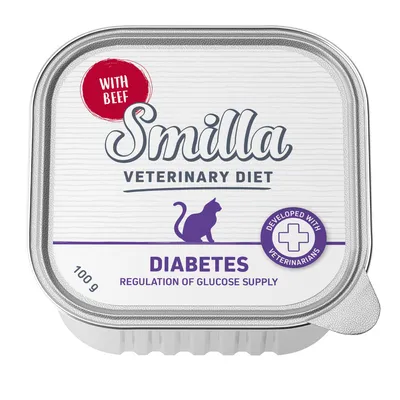 Smilla Veterinary Diet Diabetes marhával, állatorvosokkal fejlesztve. Glükózháztartás szabályozása. 100g.