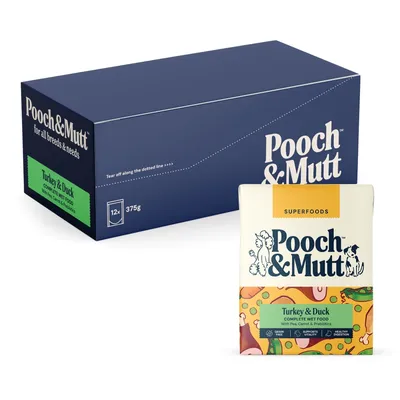 Pooch and Mutt Wet Dog Food - Turkey & Duck - 12 x 375g