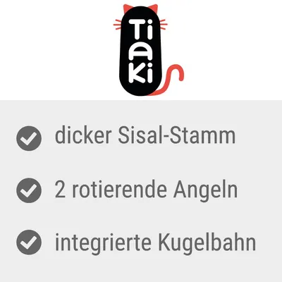 Tiaki. Dicker Sisal-Stamm, 2 rotierende Angeln, integrierte Kugelbahn.