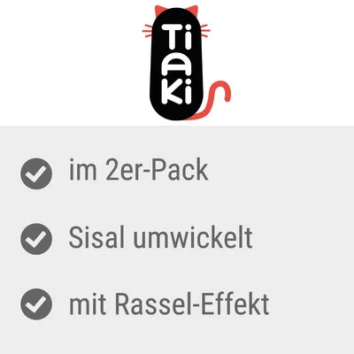 Tiaki. Im 2er-Pack, Sisal umwickelt, mit Rassel-Effekt.