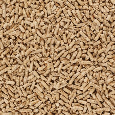 Close-up of wood pellets, suitable as bedding for animals or other uses.