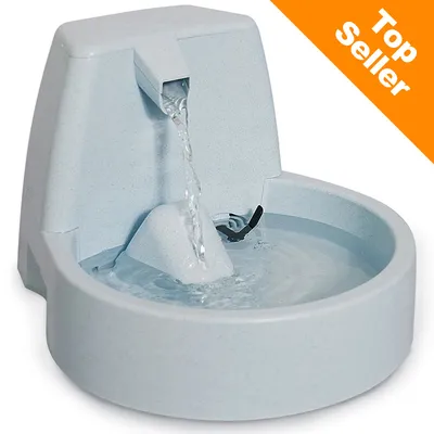 Automatická fontána na vodu z plastu, nápis Top Seller v oranžovém rohu Automatická fontána na vodu z plastu, nápis Top Seller v oranžovém rohu