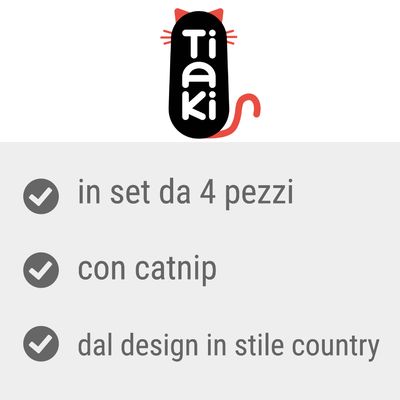 Tiaki in set da 4 pezzi, con catnip, dal design in stile country